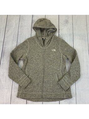 The North Face Jacket Womens L Olive Fleece Hooded Full Zip Pockets Outdoor